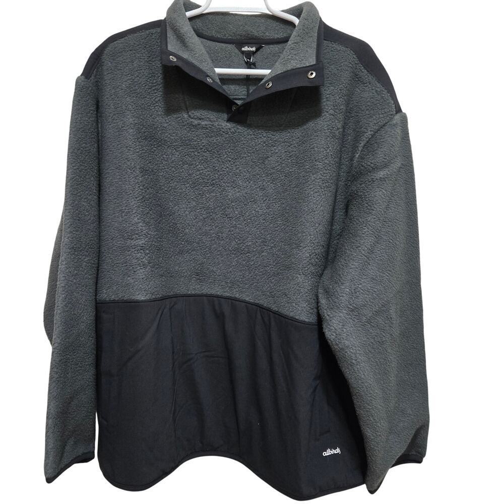 Allbirds Fluff Fleece Quarter Snap Pullover Women’s XXL Black Charcoal NWT